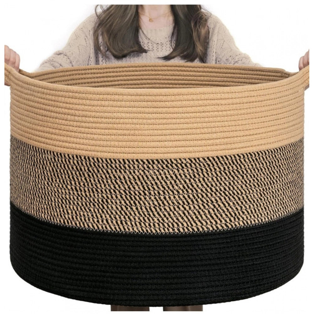 Charming Cotton Mix 16x14 Inch Pack of 1 Storage Basket For Clothes