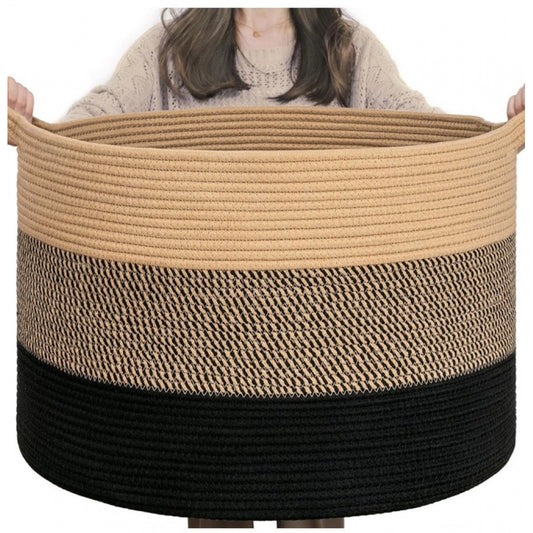 Charming Cotton Mix 16x14 Inch Pack of 1 Storage Basket For Clothes