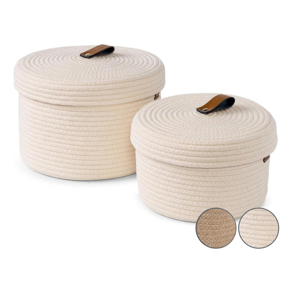 Astonishing Cotton 2 Pcs Set Roti Box Storage Basket With Lid