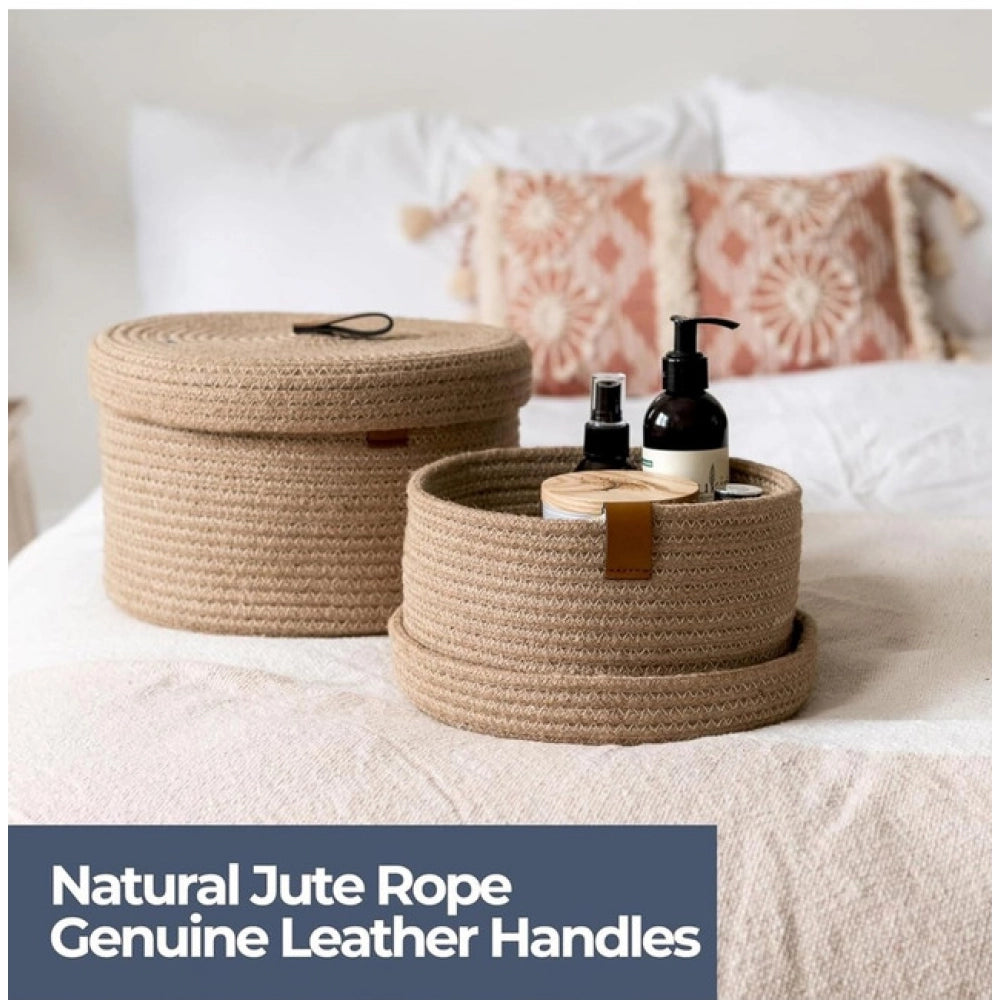 Exclusive Cotton 3 Pcs Set Roti Box Storage Basket With Lid