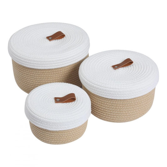 Exclusive Cotton 3 Pcs Set Roti Box Storage Basket With Lid