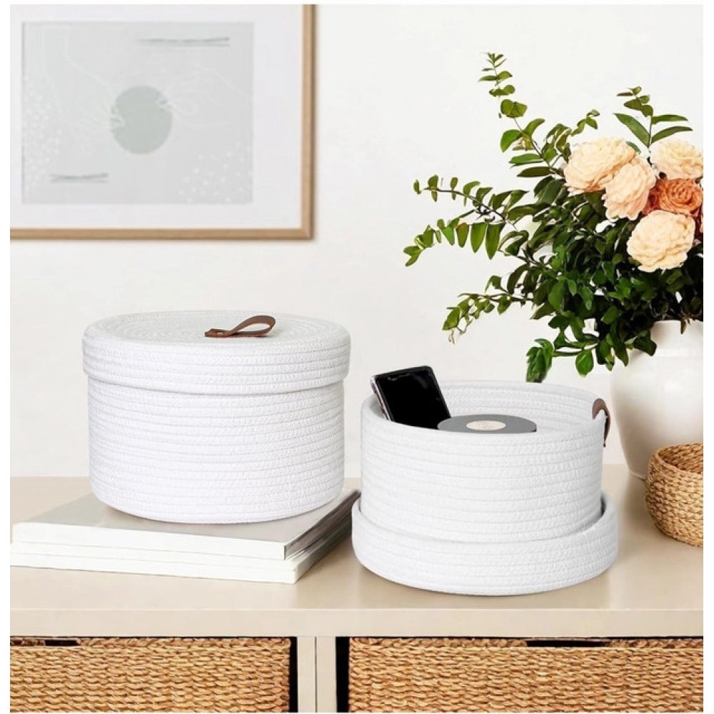 Exclusive Cotton 3 Pcs Set Roti Box Storage Basket With Lid