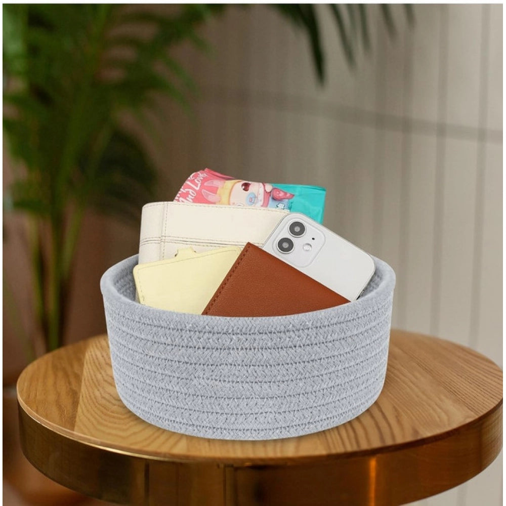 Superior Cotton 8x3 Inch Round 1 Pcs Bedside Organizer
