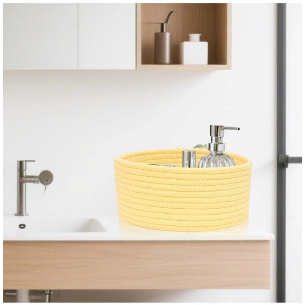 Superior Cotton 8x3 Inch Round 1 Pcs Bedside Organizer