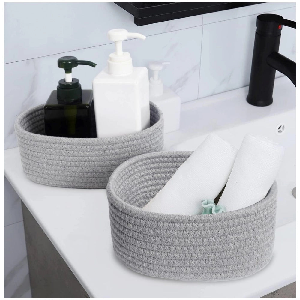 Astonishing Cotton 8x3 Inch Round 2 Set Bedside Organizer