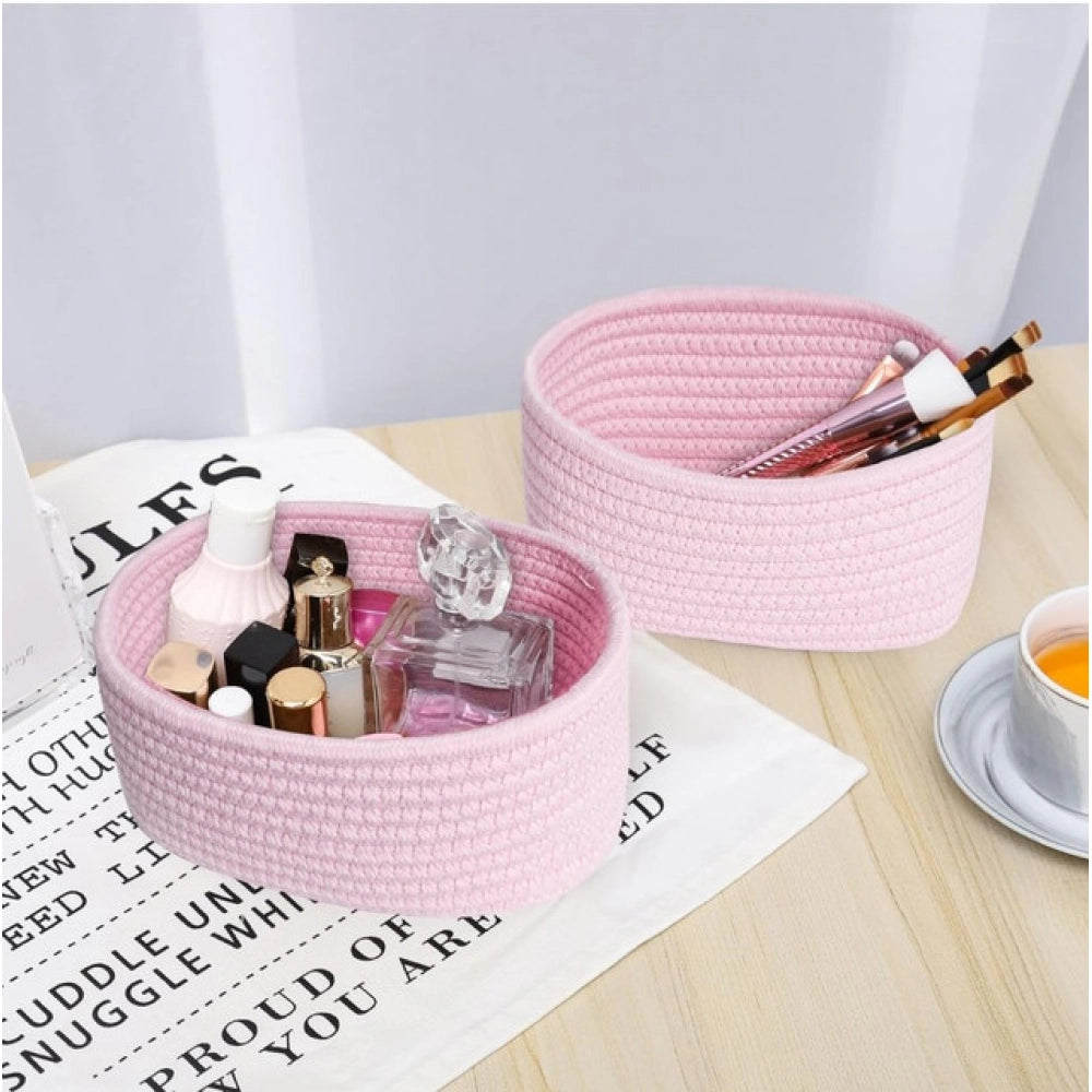 Astonishing Cotton 8x3 Inch Round 2 Set Bedside Organizer