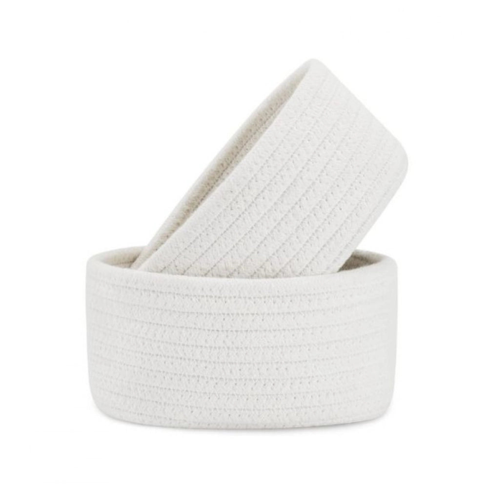 Astonishing Cotton 8x3 Inch Round 2 Set Bedside Organizer