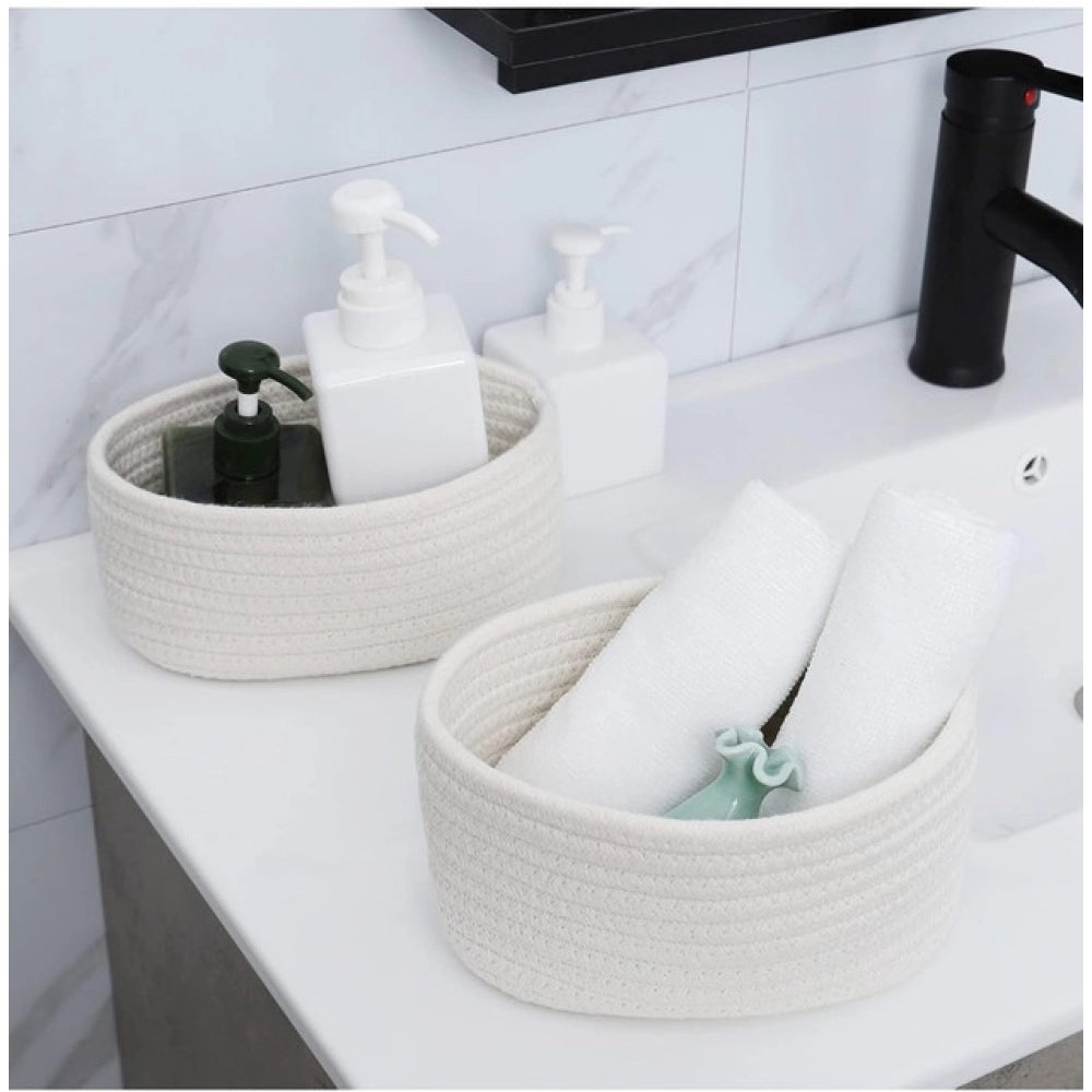 Astonishing Cotton 8x3 Inch Round 2 Set Bedside Organizer