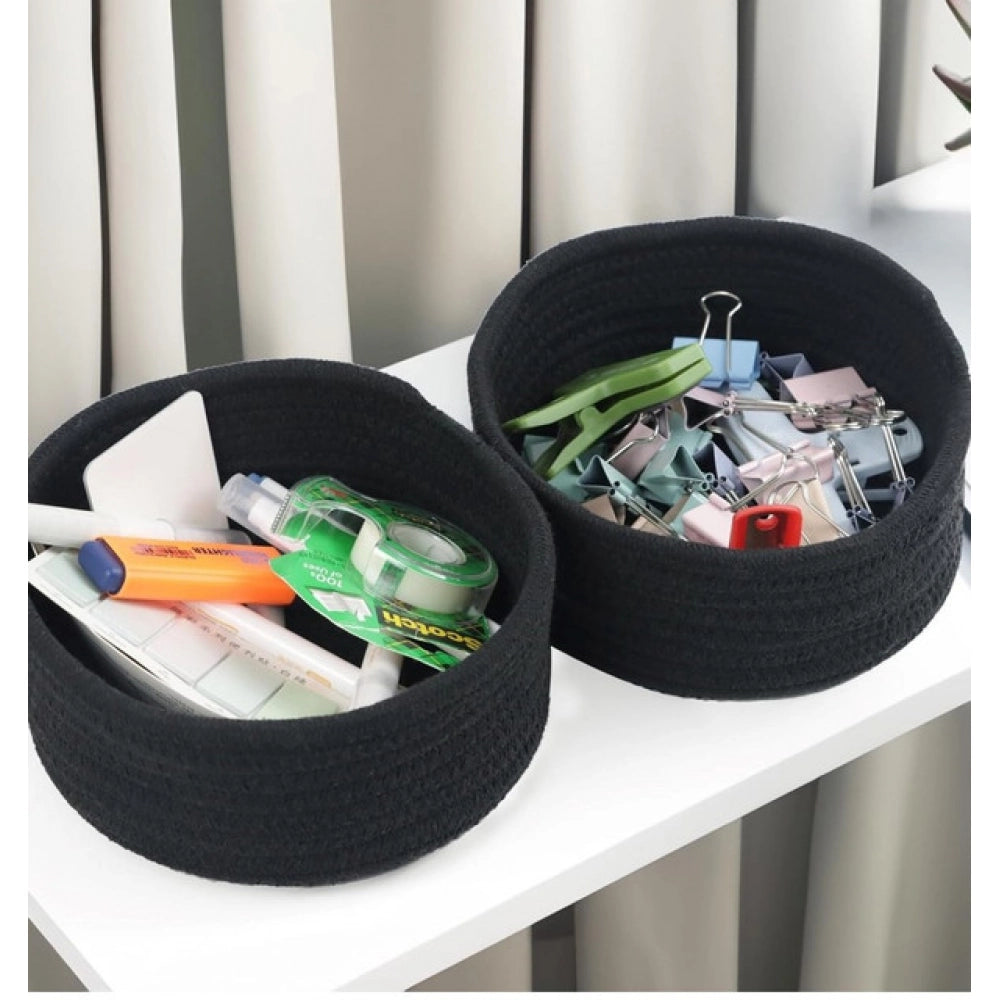 Astonishing Cotton 8x3 Inch Round 3 Set Bedside Organizer