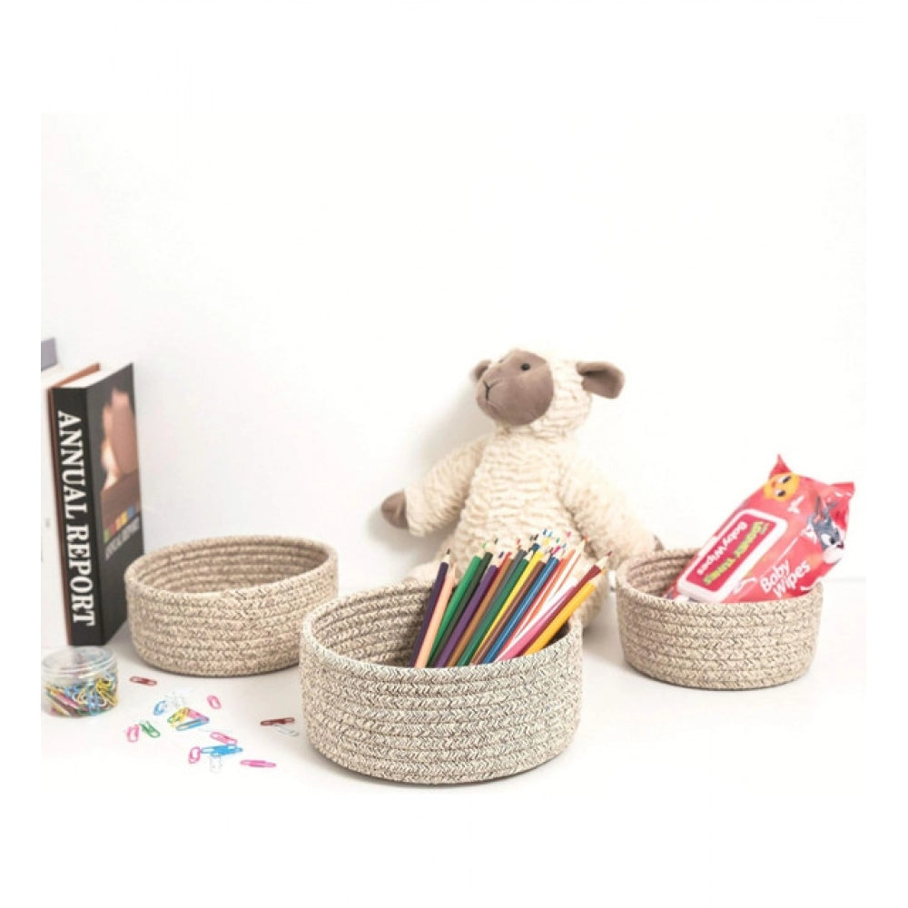 Astonishing Cotton 8x3 Inch Kidi Round 3 Set Bedside Organizer