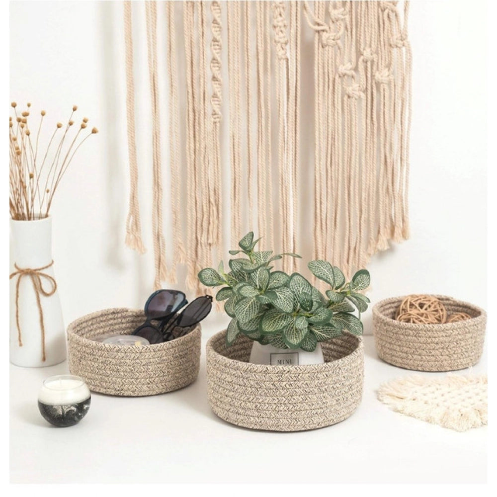 Astonishing Cotton 8x3 Inch Kidi Round 3 Set Bedside Organizer