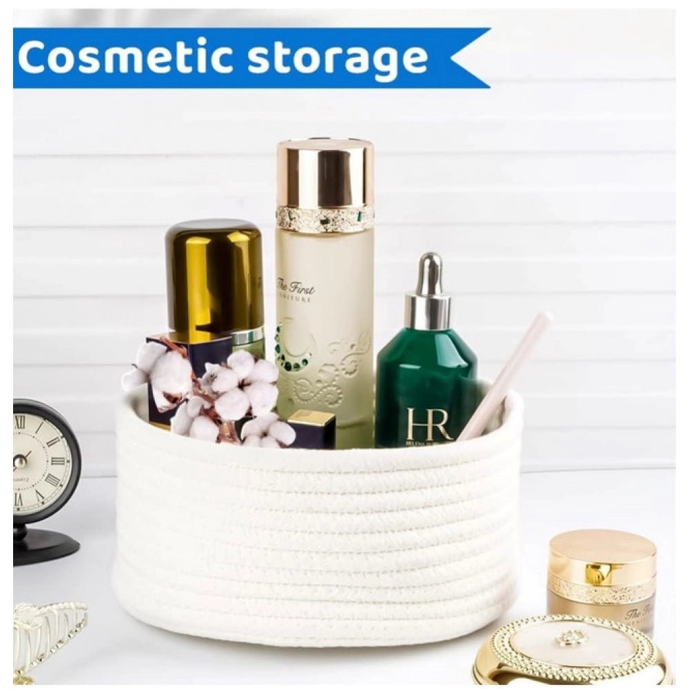 Astonishing Cotton 8x3 Inch Round 3 Set Bedside Organizer