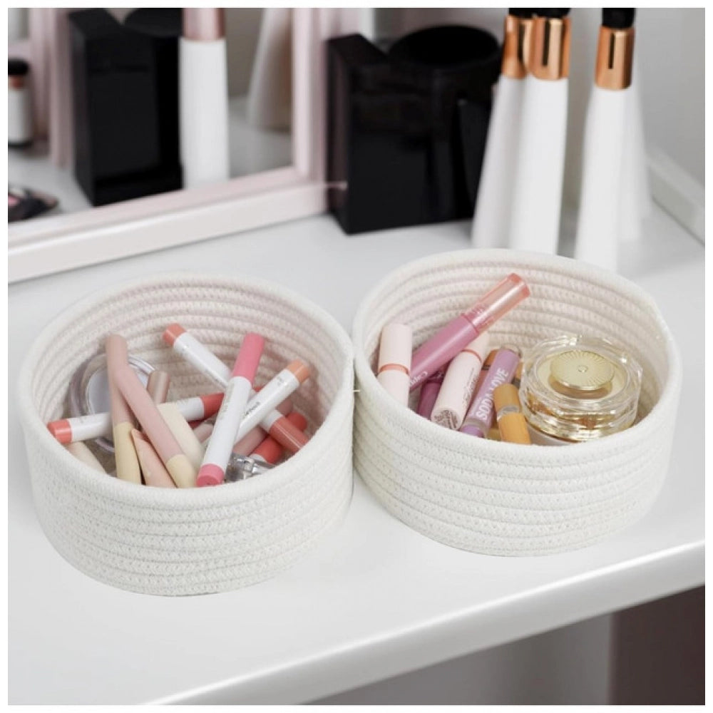 Astonishing Cotton 8x3 Inch Round 3 Set Bedside Organizer