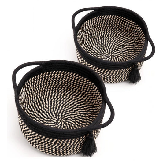 Exclusive Cotton 8x4 Inch Round 2 Set With Jhalar Bedside Organizer