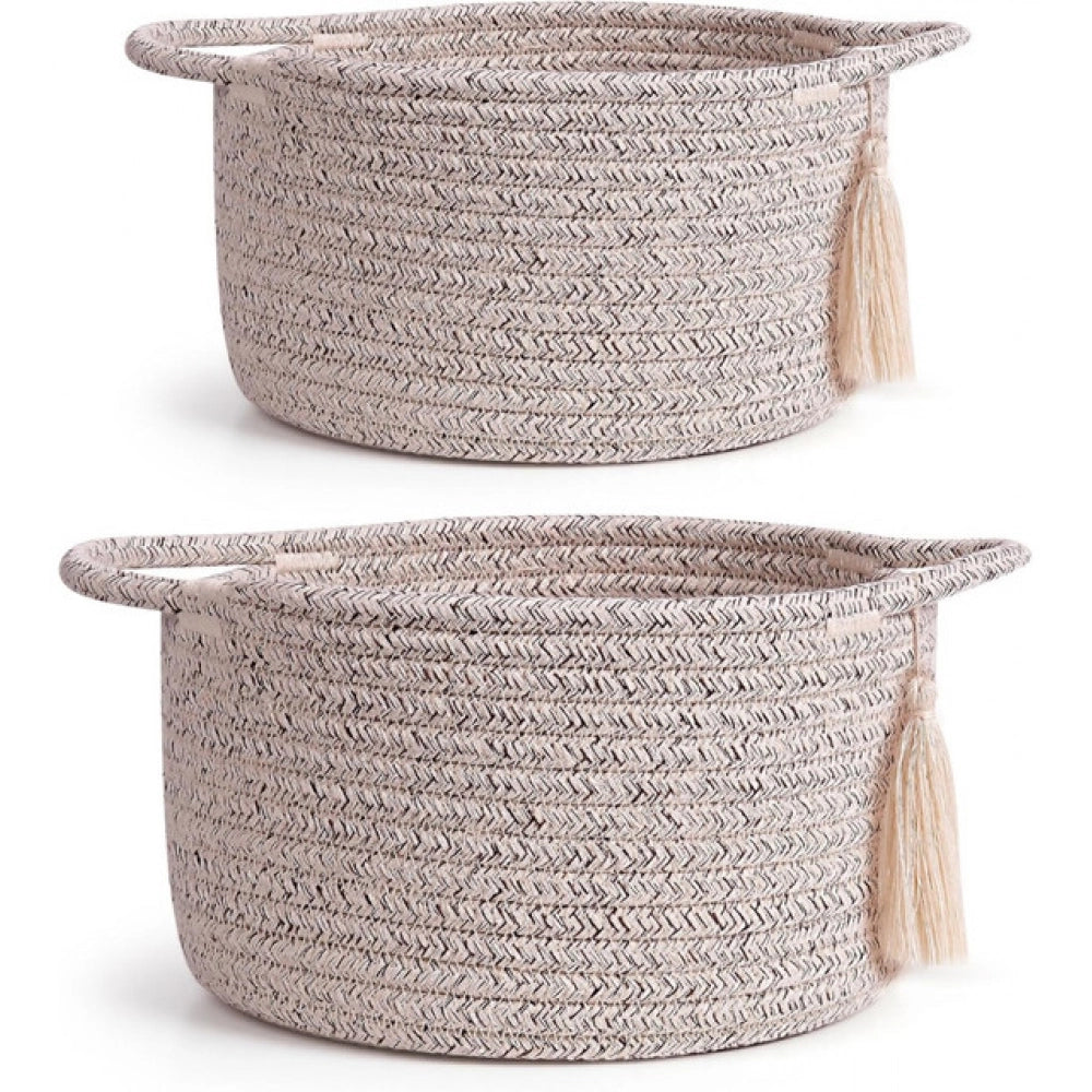 Exclusive Cotton 8x4 Inch Round 2 Set Kidi With Jhalar Bedside Organizer