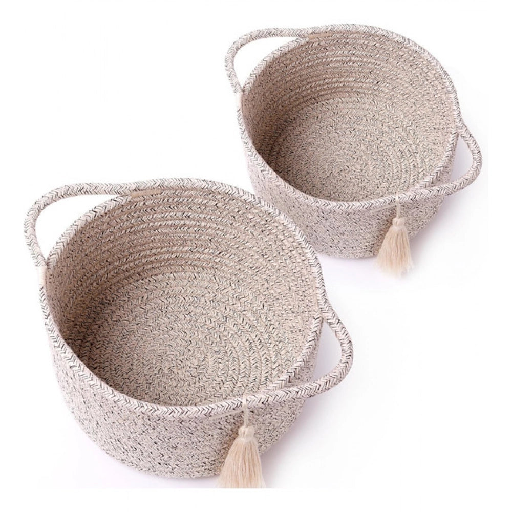 Exclusive Cotton 8x4 Inch Round 2 Set Kidi With Jhalar Bedside Organizer