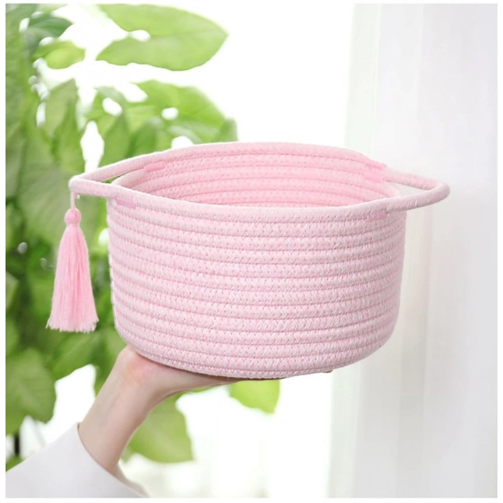 Exclusive Cotton 8x4 Inch Round 2 Set With Jhalar Bedside Organizer