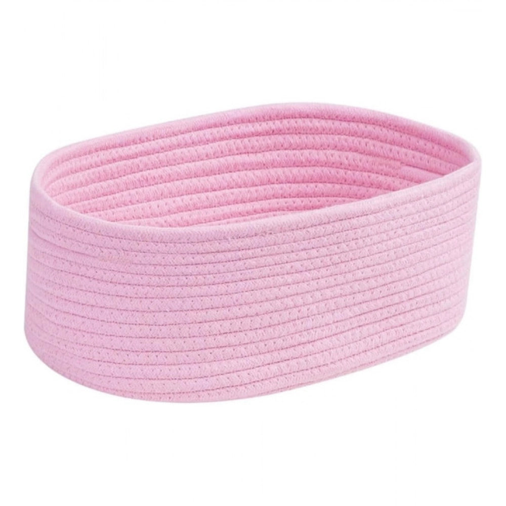 Casual Cotton Oval 10x7x5 Inch Bedside Organizer