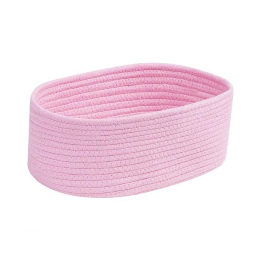 Casual Cotton Oval 10x7x5 Inch Bedside Organizer