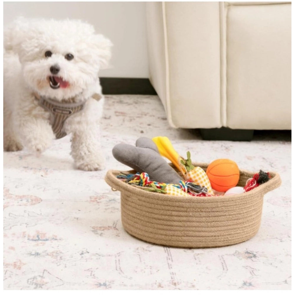 Casual Cotton 8x3 Inch Round Bedside Organizer