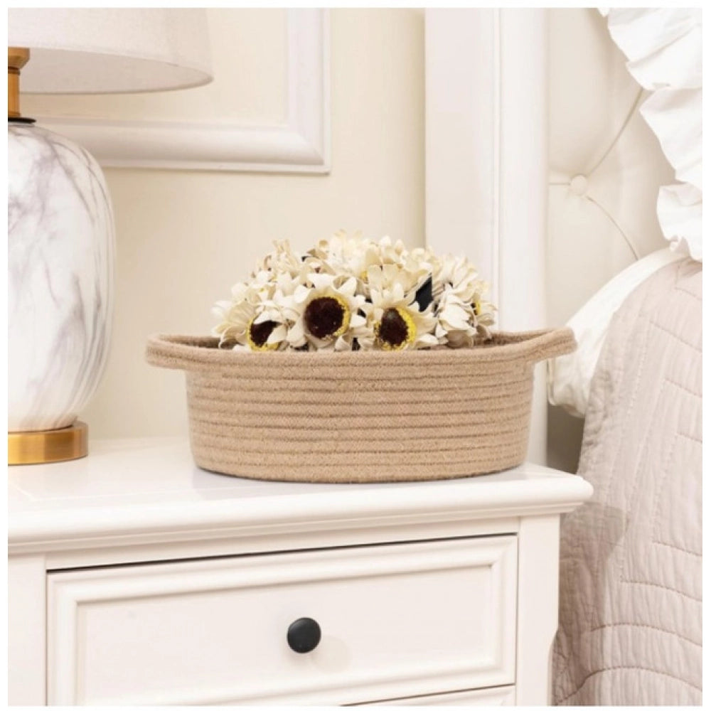 Casual Cotton 8x3 Inch Round Bedside Organizer