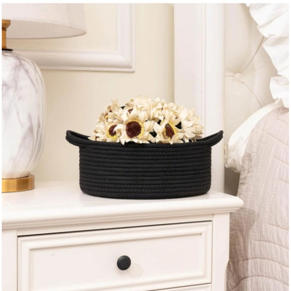 Casual Cotton 8x3 Inch Round Bedside Organizer