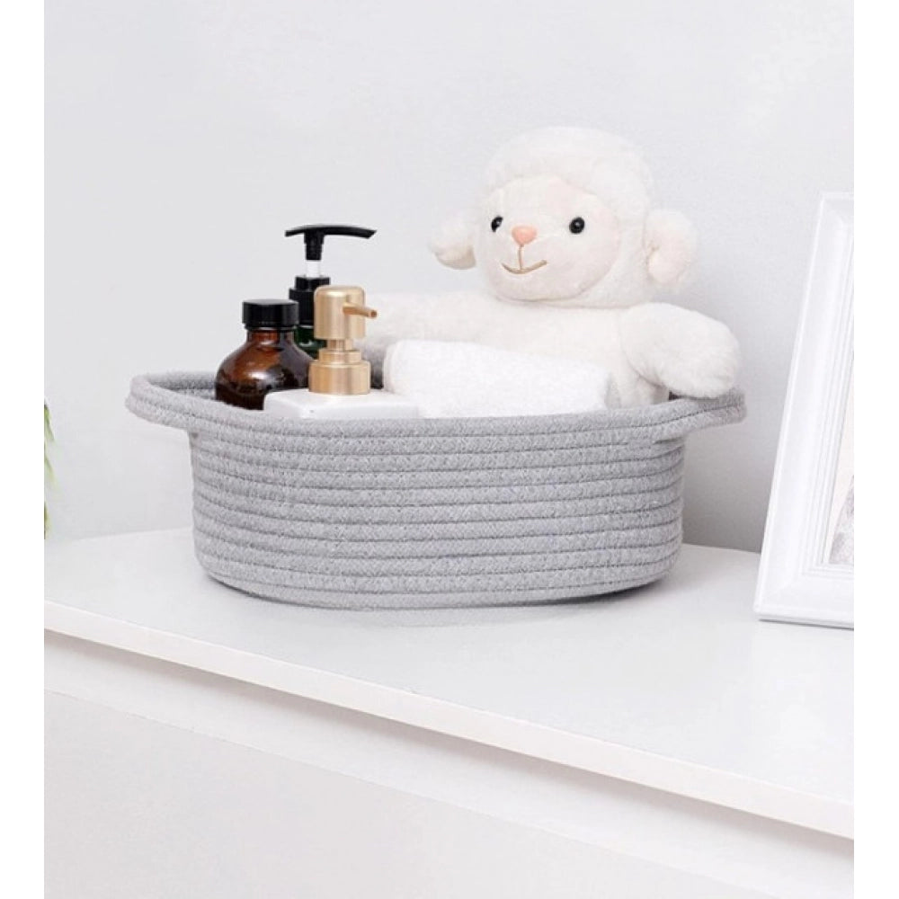 Casual Cotton 8x3 Inch Round Bedside Organizer