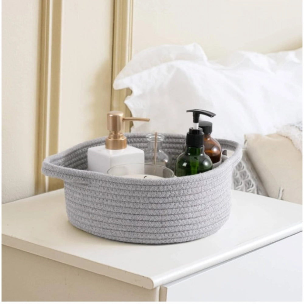 Casual Cotton 8x3 Inch Round Bedside Organizer