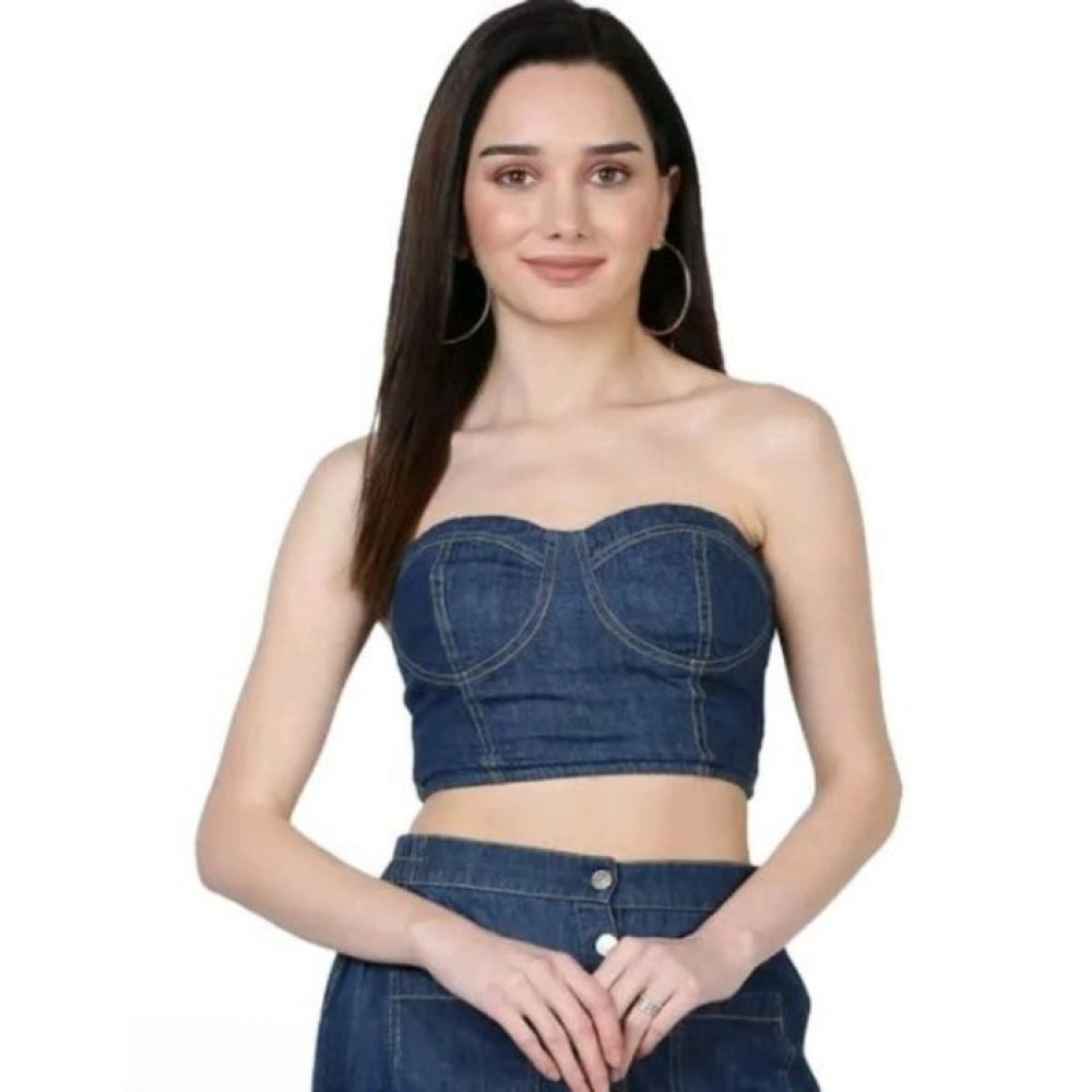 Tremendous Women's Casual Denim Sleeveless Bluster Top