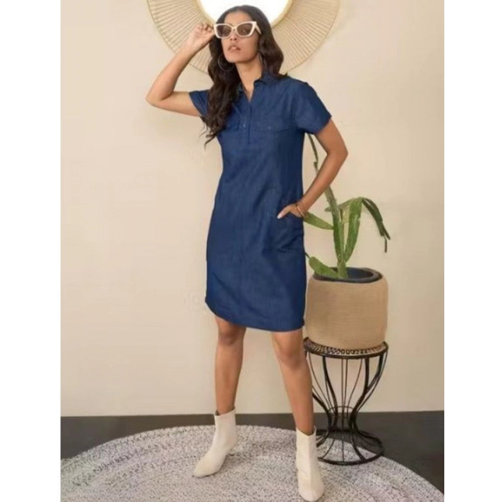Glorious Women's Casual Denim Half Sleeves Dress