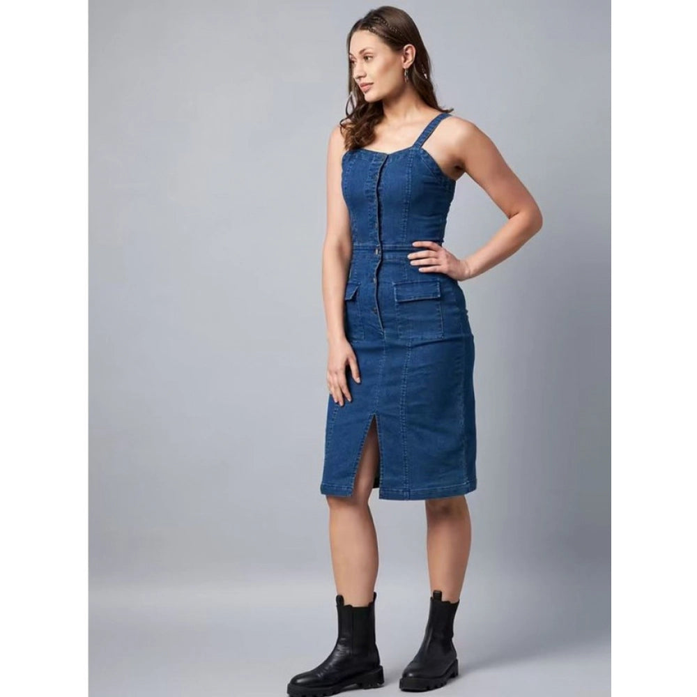 Glorious Women's Casual Denim Sleeveless Dress
