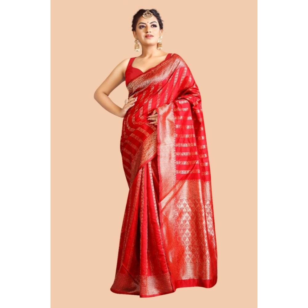 Exquisite Women's Soft Lichi Silk Printed Saree With Blouse Piece