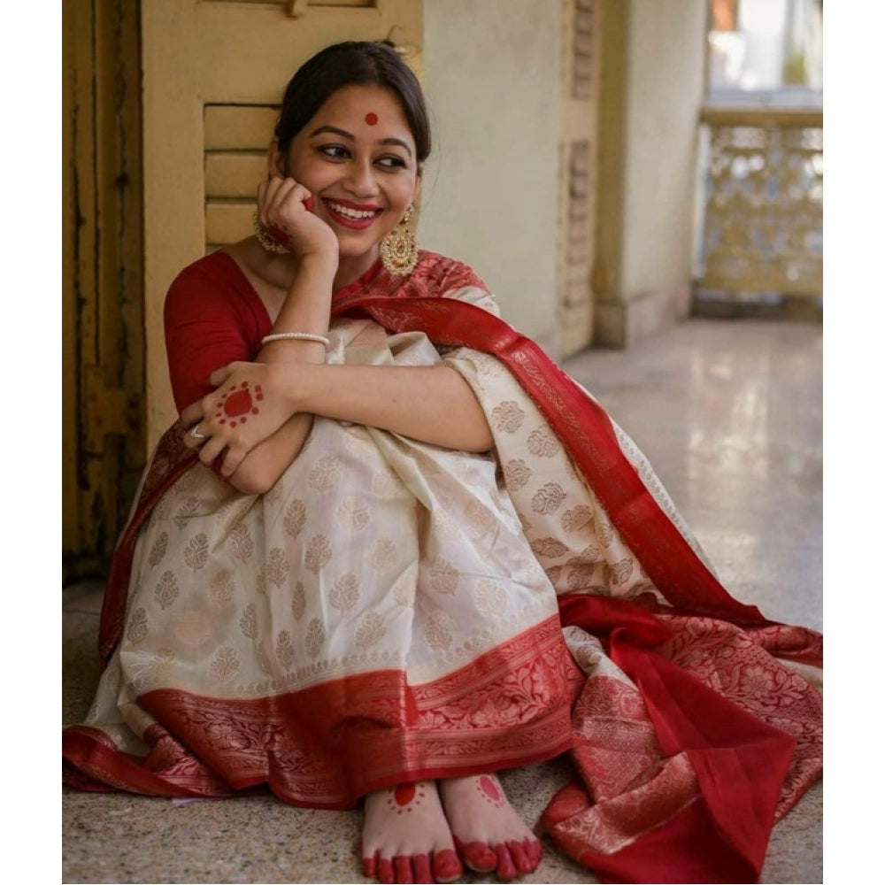 Modish Women's Soft Lichi Silk Printed Saree With Blouse Piece