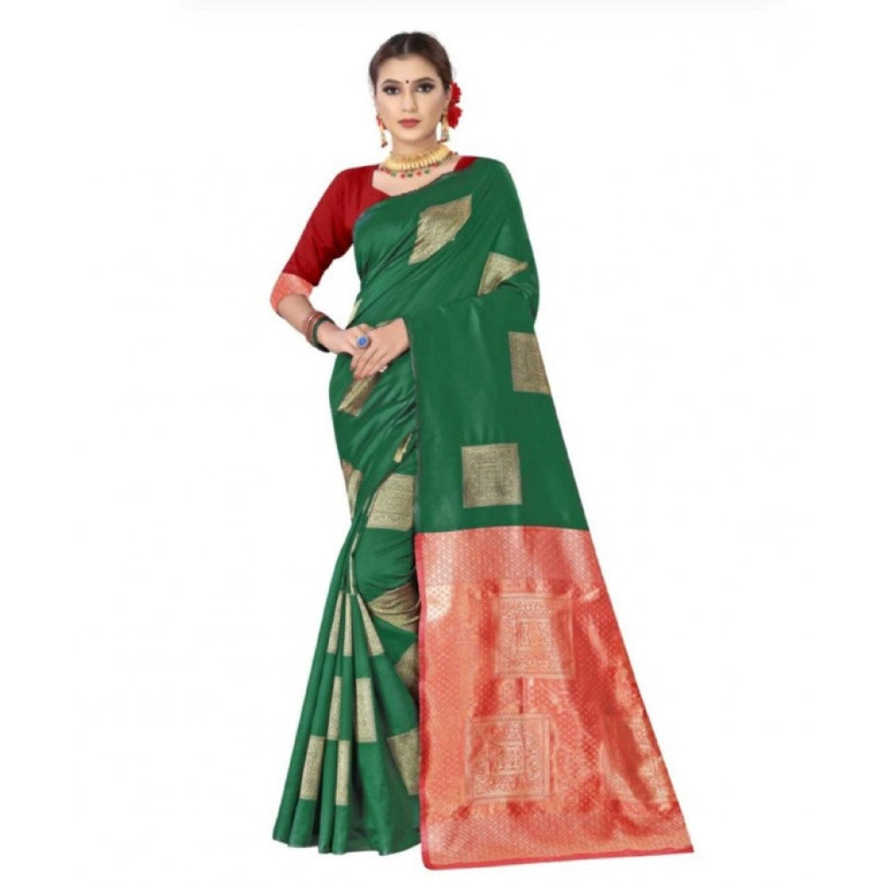 Sophisticated Women's Soft Lichi Silk Printed Saree With Blouse Piece