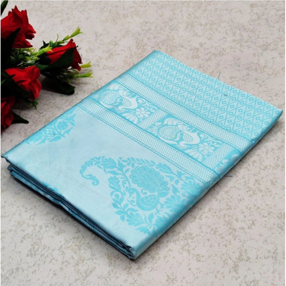 Exquisite Women's Soft Lichi Silk Printed Saree With Blouse Piece