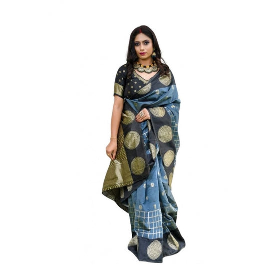 Modish Women's Soft Lichi Silk Printed Saree With Blouse Piece
