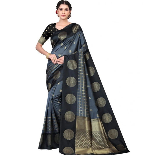 Modish Women's Soft Lichi Silk Printed Saree With Blouse Piece