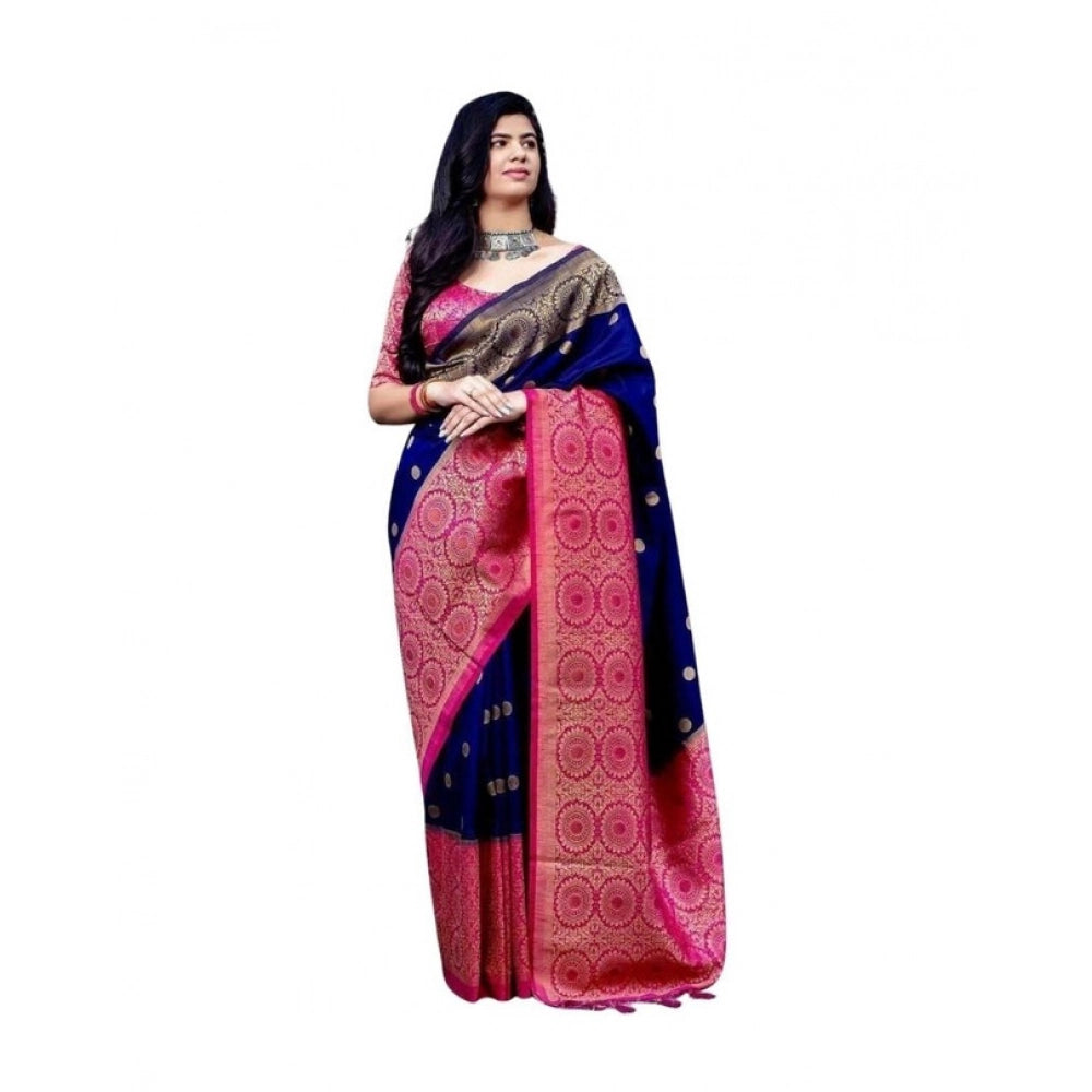 Sassy Women's Soft Lichi Silk Printed Saree With Blouse Piece