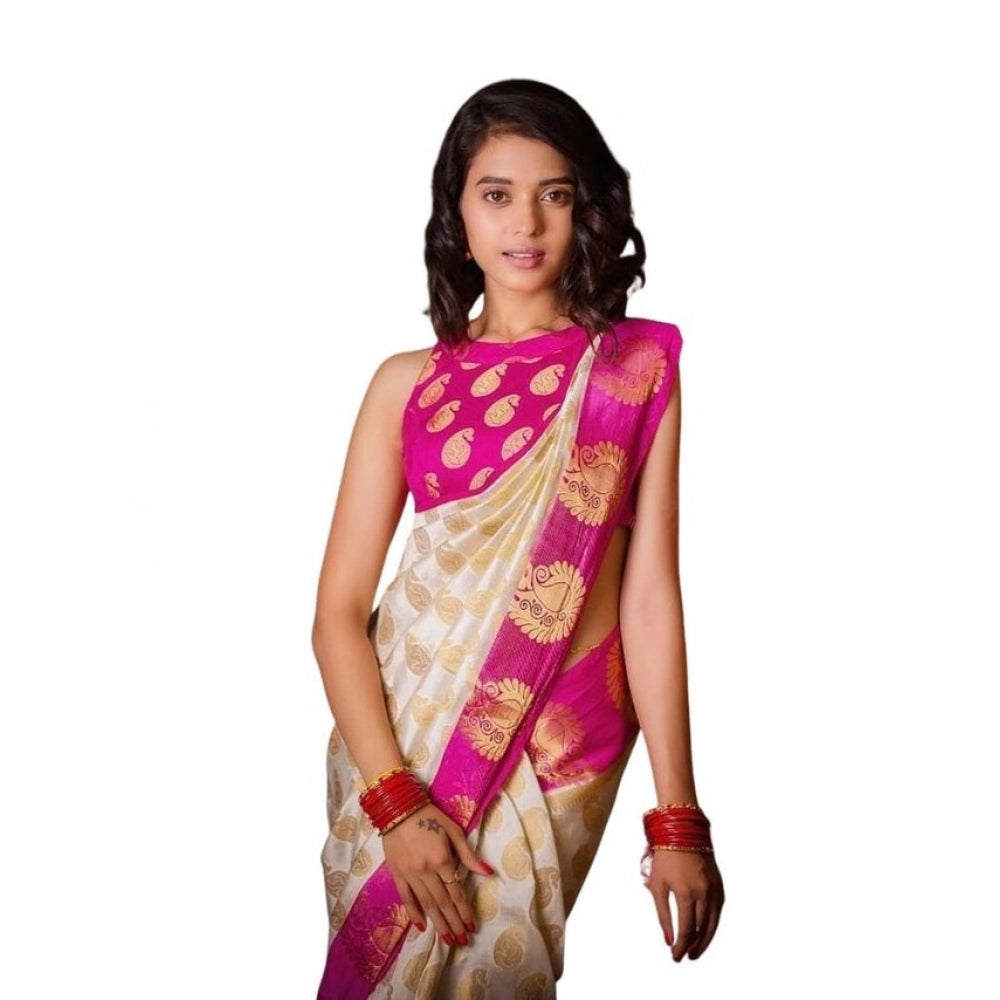 Sassy Women's Soft Lichi Silk Printed Saree With Blouse Piece
