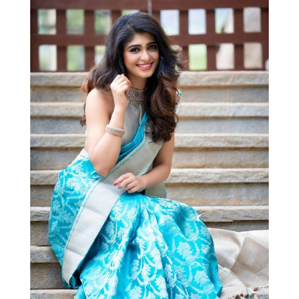 Exquisite Women's Soft Lichi Silk Printed Saree With Blouse Piece