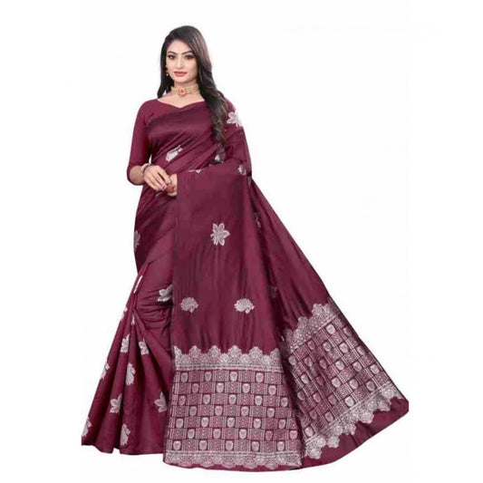 Sophisticated Women's Soft Lichi Silk Printed Saree With Blouse Piece