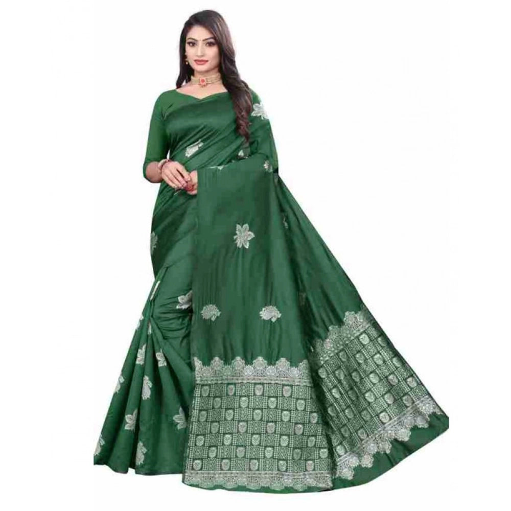 Sophisticated Women's Soft Lichi Silk Printed Saree With Blouse Piece