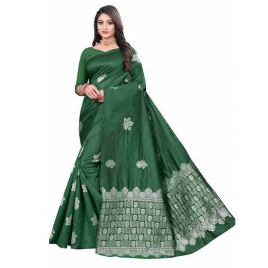 Sophisticated Women's Soft Lichi Silk Printed Saree With Blouse Piece