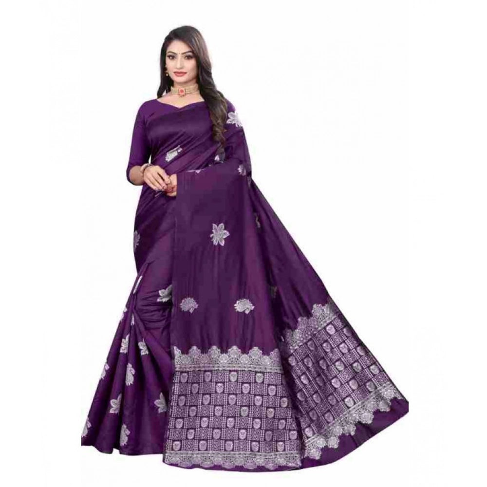 Sophisticated Women's Soft Lichi Silk Printed Saree With Blouse Piece