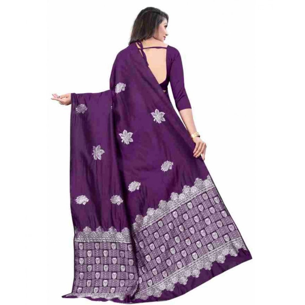 Sophisticated Women's Soft Lichi Silk Printed Saree With Blouse Piece