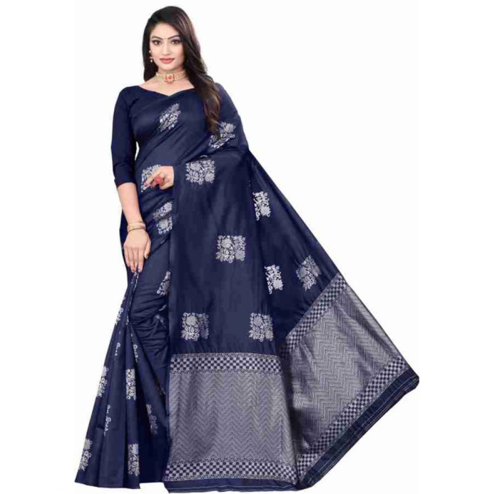 Sophisticated Women's Soft Lichi Silk Printed Saree With Blouse Piece