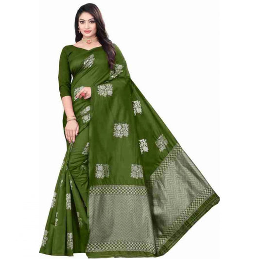 Sophisticated Women's Soft Lichi Silk Printed Saree With Blouse Piece
