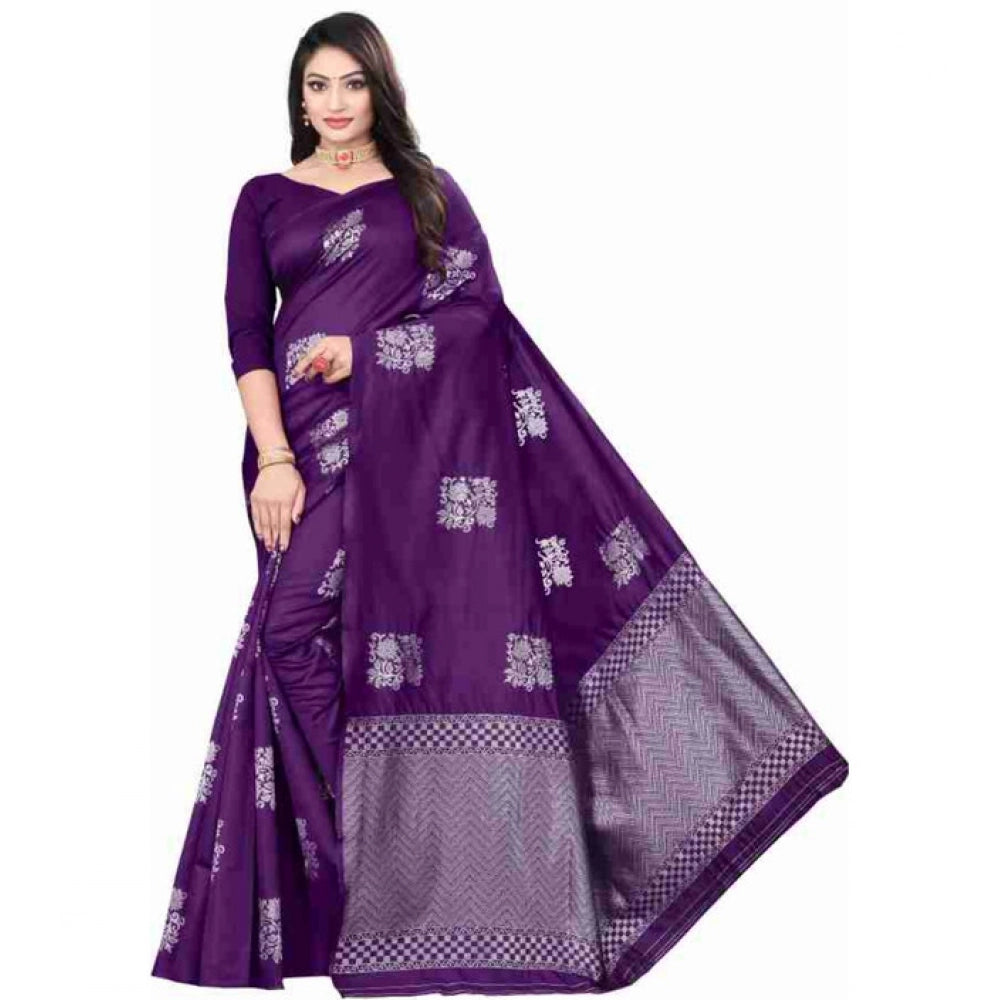 Sophisticated Women's Soft Lichi Silk Printed Saree With Blouse Piece