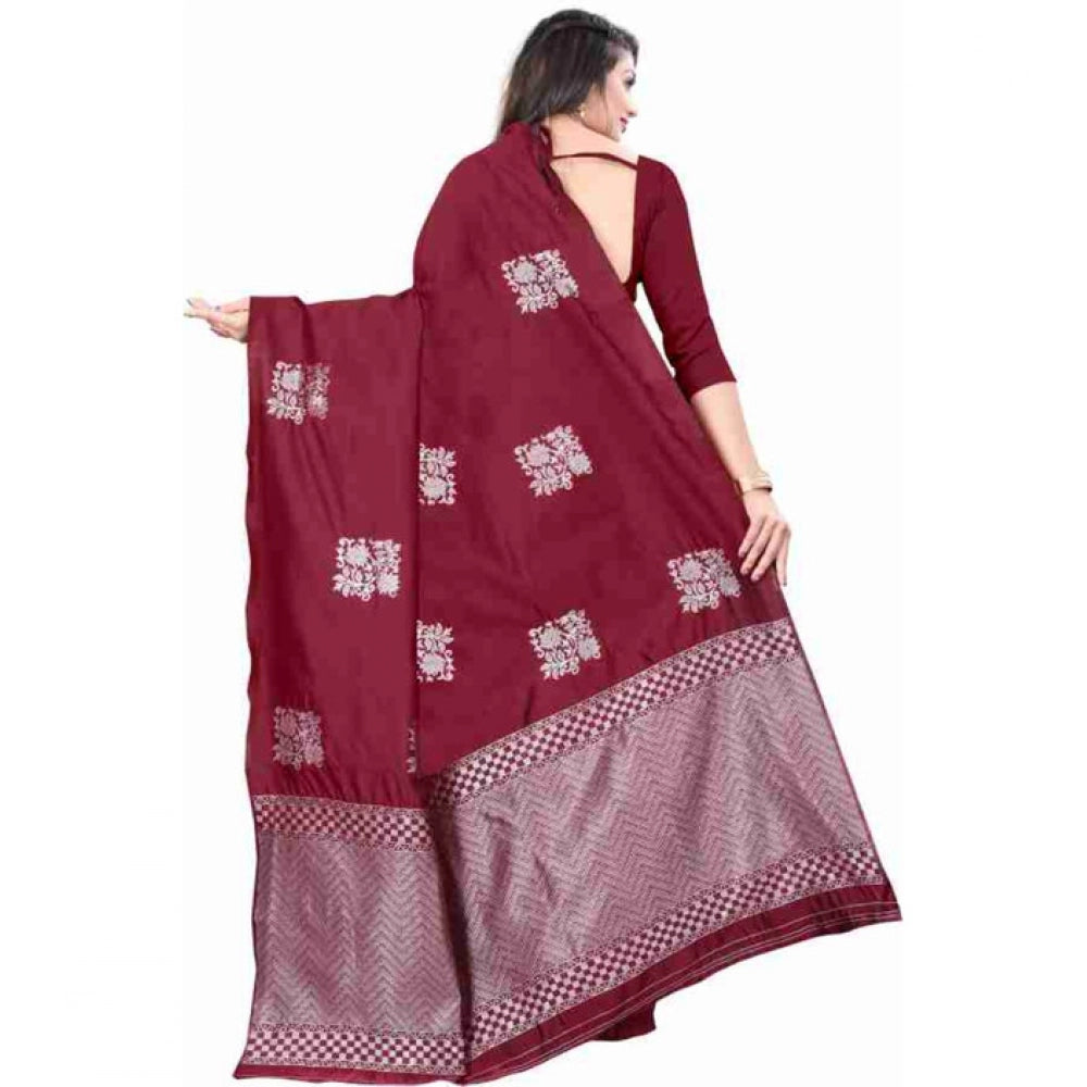Sophisticated Women's Soft Lichi Silk Printed Saree With Blouse Piece