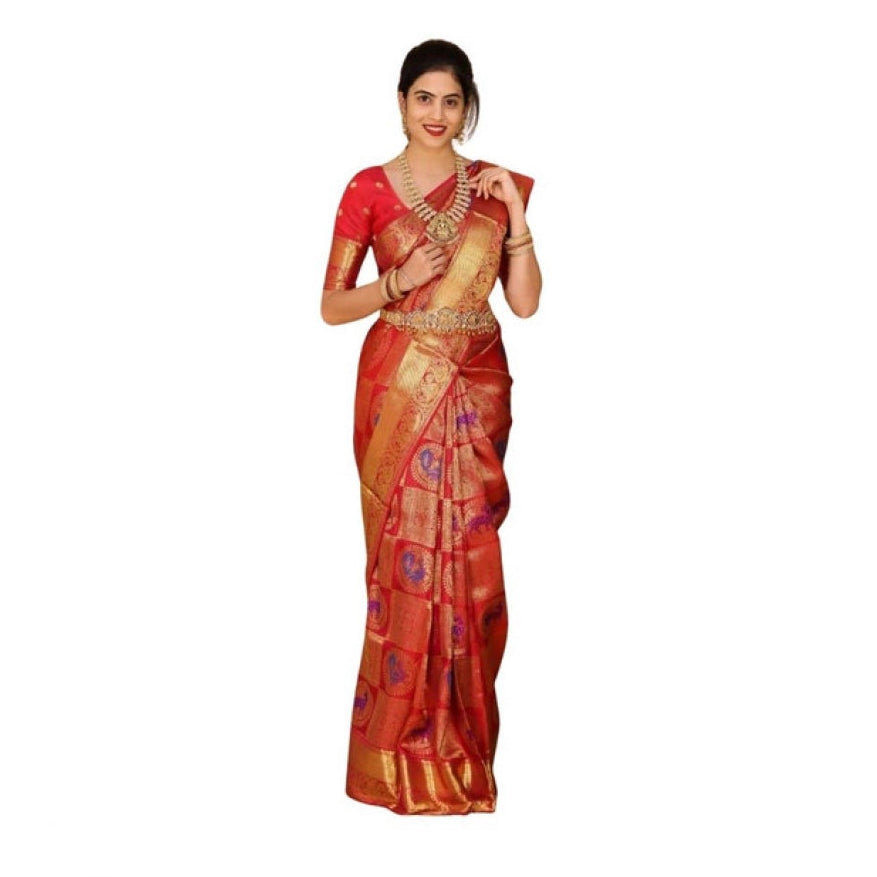Modish Women's Soft Lichi Silk Printed Saree With Blouse Piece